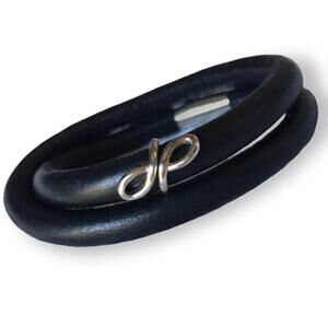 Endless Jewelry black leather two-coil double wrap bracelet (v. small)